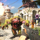Serious Sam pointing a rifle at a one eye extra terrestial enemy.